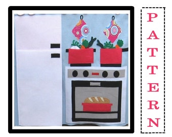 Play Kitchen Playhouse Wall or WALL HANGING, Sewing Pattern PDF, Instant Download After Purchase