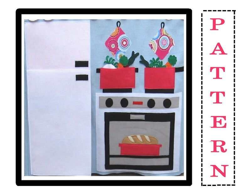 Play Kitchen Playhouse Wall or WALL HANGING, Sewing Pattern PDF, Instant Download After Purchase image 1