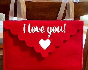 I Love You Personalized Chair Backer Envelope, 11 Color Choices, Opens and Closes for Special Messages, Valentine Mail Box