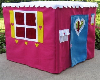 Card Table Playhouse, Indoor Playhouse, Fabric Playhouse, Toddler Gift, Kids Teepee, Play Tent,  Basic Bungalow, Custom Order