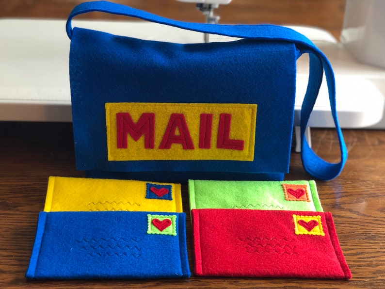 Mail Bag and Working Envelopes for Pretend Play, Mail Set, Custom Order image 2