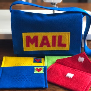 Mail Bag and Working Envelopes for Pretend Play, Mail Set, Custom Order image 1