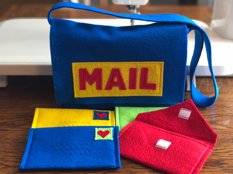 Mail Bag and Working Envelopes for Pretend Play, Mail Set, Custom Order image 1