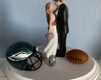 Philadelphia Eagles Wedding Day Reception Cake Topper Bridal Funny Football  team  Football Themed Hair color free Grooms cake topper