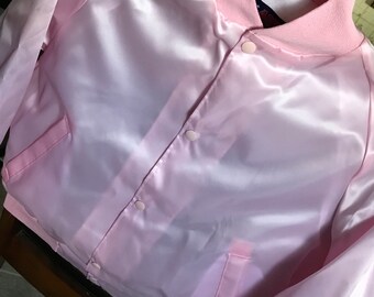 pink satin jacket plus size