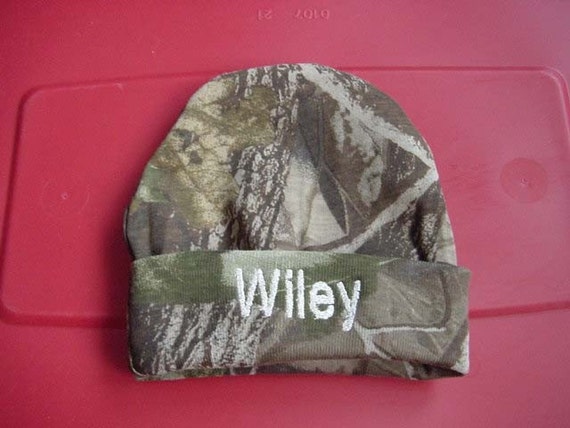 Personalized Girls Pink Camo Camouflage Mossy Oak Knotted Baby Hat Cap