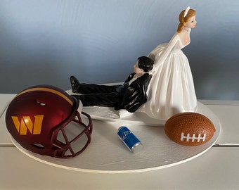 Washington Commander Wedding Day Reception  Cake Topper Bridal Funny NFL Football team Themed Grooms cake  Hair changed for free