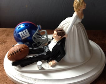 Wedding Day Reception Cake Topper Bridal New York Giants Funny Football Team Football Themed Hair changed free Grooms cake