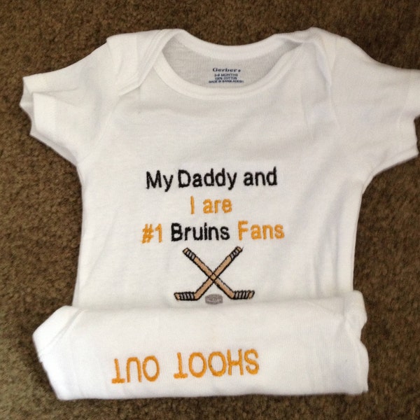 Boston Bruins Fan Ice Hockey NHL Team Baby Creeper Personalized Embroidered  Coming Home Announcement Baby Mommy Daddy