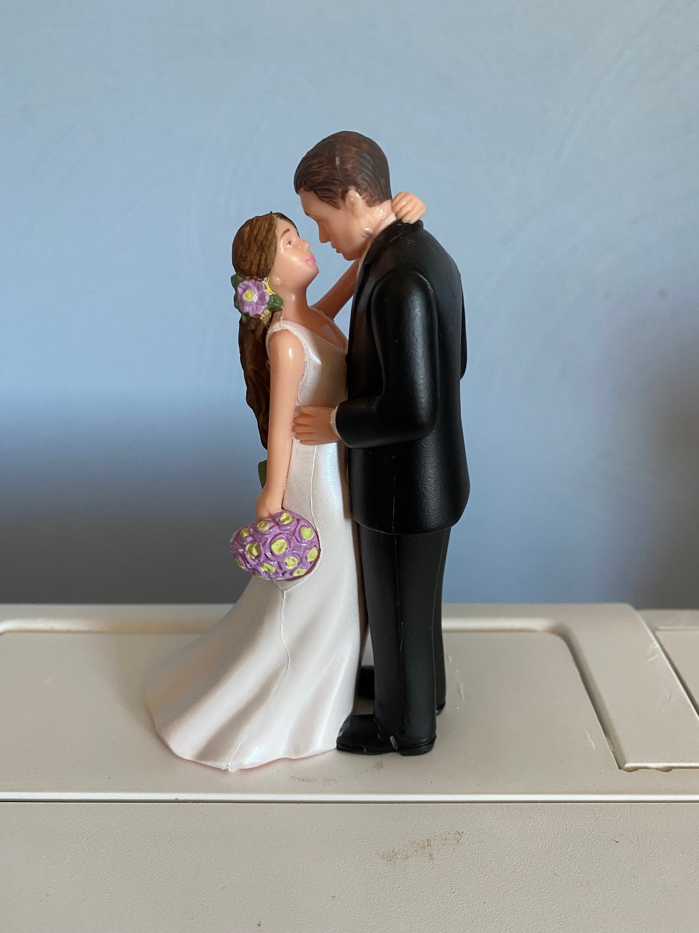 Cake Topper Bridal Wedding Day Reception Bride Groom Theme Hair Color ...