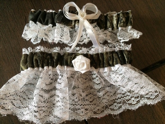 Camouflage Camo Wedding Bridal Bride Lace Trim Garters Set Etsy
