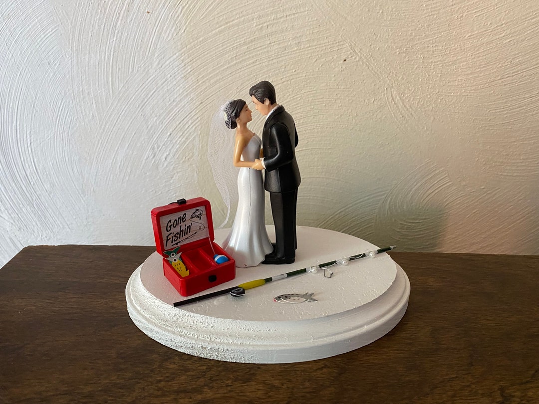 Bride Groom Cake Topper Bridal Wedding Day Reception Going Fishing ...