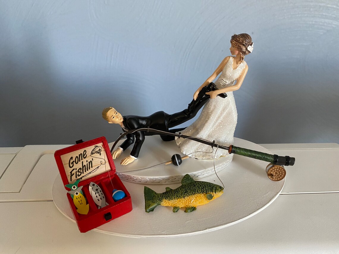 Cake Topper Funny Bridal Wedding Day Reception Bride Groom Going ...