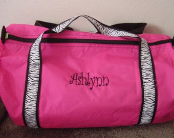 Monogrammed Barrel Bag Personalized Girls Sports Gym Ballet bag Overnight Duffle bag Embroidered