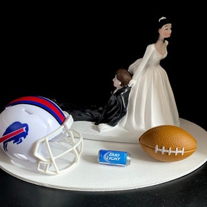 Buffalo Bills  Bride Groom Cake Topper Funny Bridal Wedding Day Reception  Football Themed Hair color changed free Grooms cake