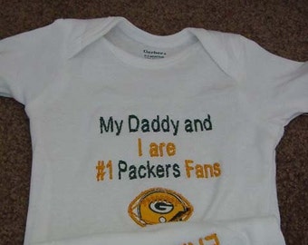 Green Bay Packers Fan NFL Football Baby Infant Newborn creeper Personalized Embroidered  Coming home  Announcement Baby