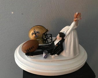 New Orleans Saints Wedding Day Reception Cake Topper Bridal Funny Football NFL team  Football Themed Grooms cake topper