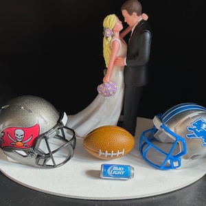 Adorno para tarta de boda con temática de fútbol americano, divertido, humorístico, para novia, día de la boda, recepción, equipo de la NFL, cambio de cabello, gratis