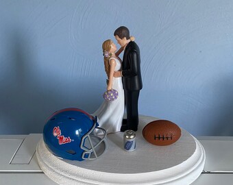 Ole Miss Cake Topper Bridal Funny Humorous Wedding Day Reception College Football team Themed Hair color changed 4 free