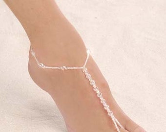 Bridal Sandals Barefoot Beach Wedding Foot Wear Youth Pair Jewelry All Clear Beads Bridesmaid Bridal party