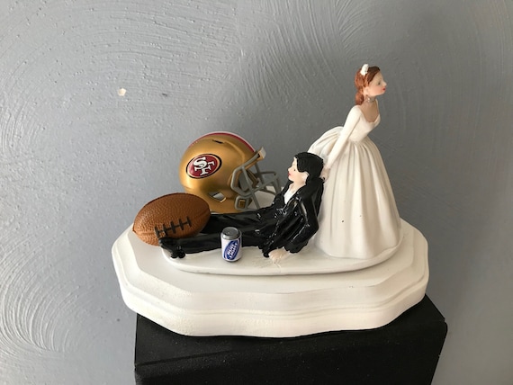 San Francisco 49ers Cake Topper Bridal Funny Humorous Wedding Day Reception  Football team Themed Hair color changed 4 free