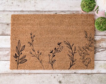 Bloemen op de deurmat, Leuk cadeau, Cadeau voor bloemenliefhebbers, Afscheidscadeau, Deurmat voor een housewarming, Gepersonaliseerd cadeau, Verjaardagscadeau, Jubileumcadeau