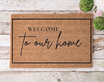 Welcome To Our Home Doormat, home decor, custom doormat, welcome mat, housewarming, front door mat, welcome doormat