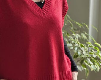 Cashmere Merino Wool Vest - V-Neck Knit Sweater, Modern Fit