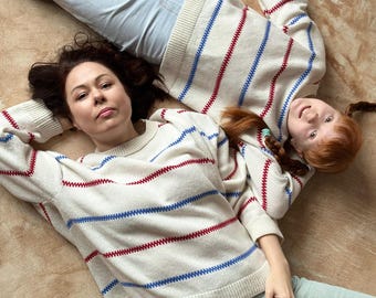 Matching Pippi Longstocking-Inspired Sweaters – Mom & Daughter Set