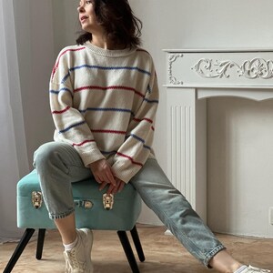 Handmade Merino Wool Blend Oversized Sweater: Pippi Longstocking Inspired Knit image 12