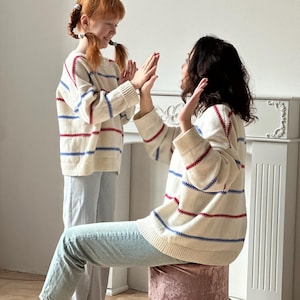 Handmade Merino Wool Blend Oversized Sweater: Pippi Longstocking Inspired Knit image 13