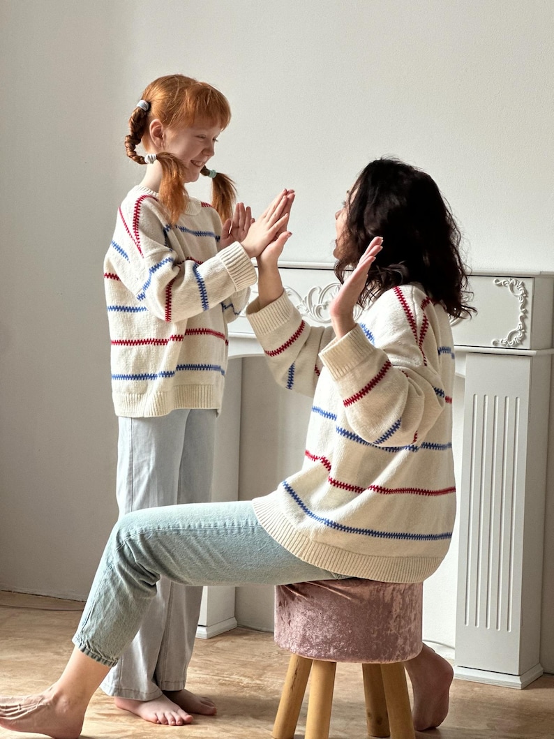 Handmade Merino Wool Blend Oversized Sweater: Pippi Longstocking Inspired Knit image 13