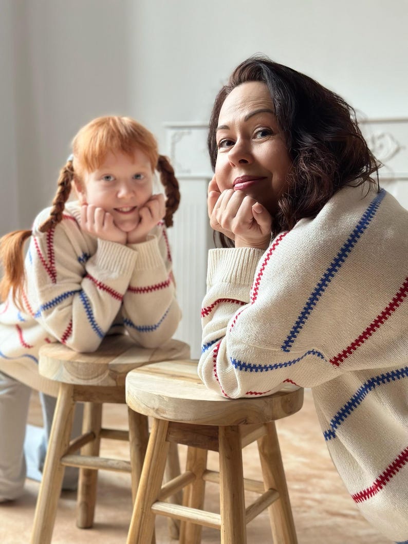 Handmade Merino Wool Blend Oversized Sweater: Pippi Longstocking Inspired Knit image 14