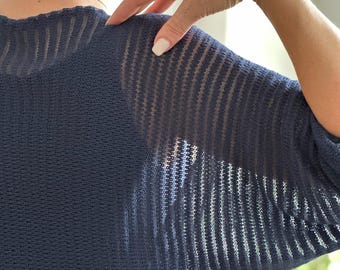 Silk Cotton Knit Shrug: Lightweight Openwork Bolero