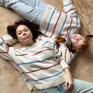 Handmade Merino Wool Blend Oversized Sweater: Pippi Longstocking Inspired Knit image 15