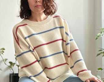Handmade Merino Wool Blend Oversized Sweater: Pippi Longstocking Inspired Knit