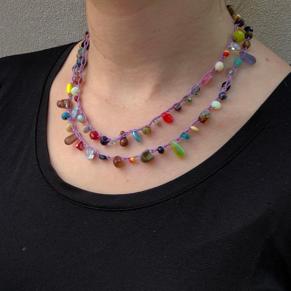 Kit - Chain Stitch Necklace - Multi-Color "Confetti"