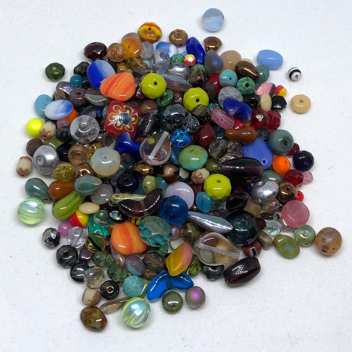 Pressed Glass Beads Multicolor Confetti Bead Mix Etsy