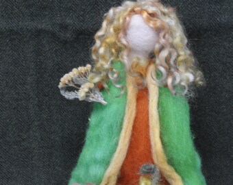Needle Felted Art Doll, Wool Felted Autumn Sculpture, Needle Felted Home Decor