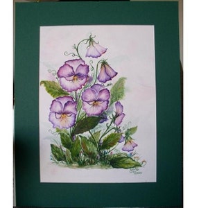 Original Watercolor Painting, Watercolor Pansies, Garden Watercolor Painting, Original Art, Peek-a-boo Watercolor Pansy image 1