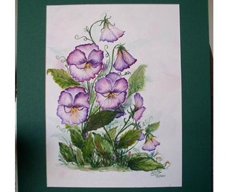 Original Watercolor Painting, Watercolor Pansies, Garden Watercolor Painting, Original Art, Peek-a-boo Watercolor Pansy