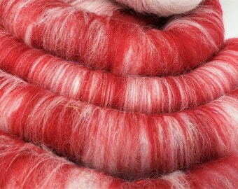 Candy Stripe, Hand made Art Batt and Rolags