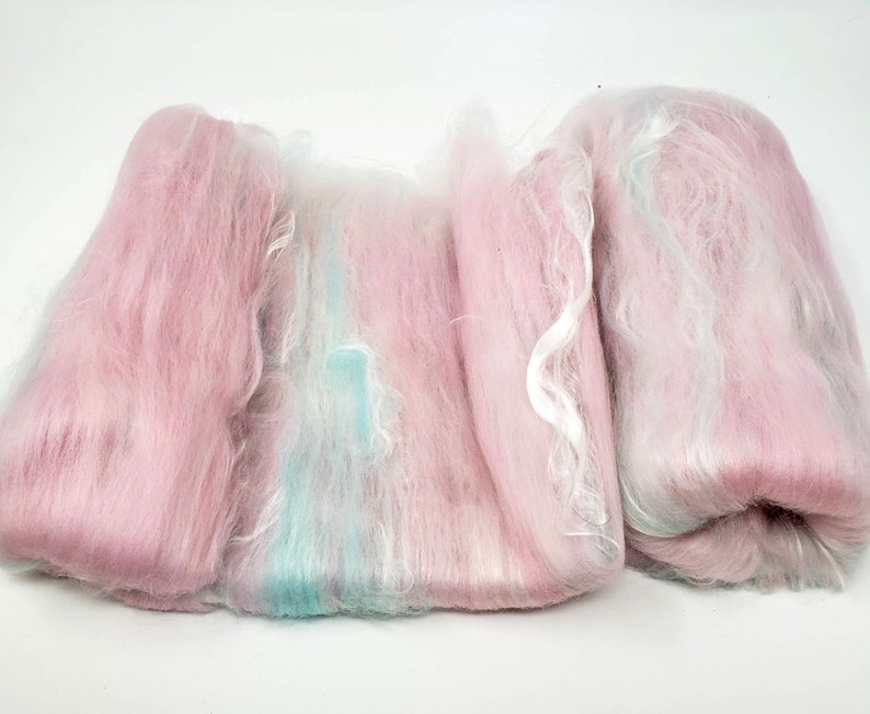 Two Cotton Candy Art Batt, 2.2 oz of hand carded fiber. image 5