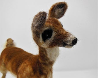 Custom Made To Order Needle Felted Deer, Needle Felted Animal Sculpture, White Tailed Deer