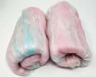 Two Cotton Candy Art Batt, 2.2 oz of hand carded fiber.