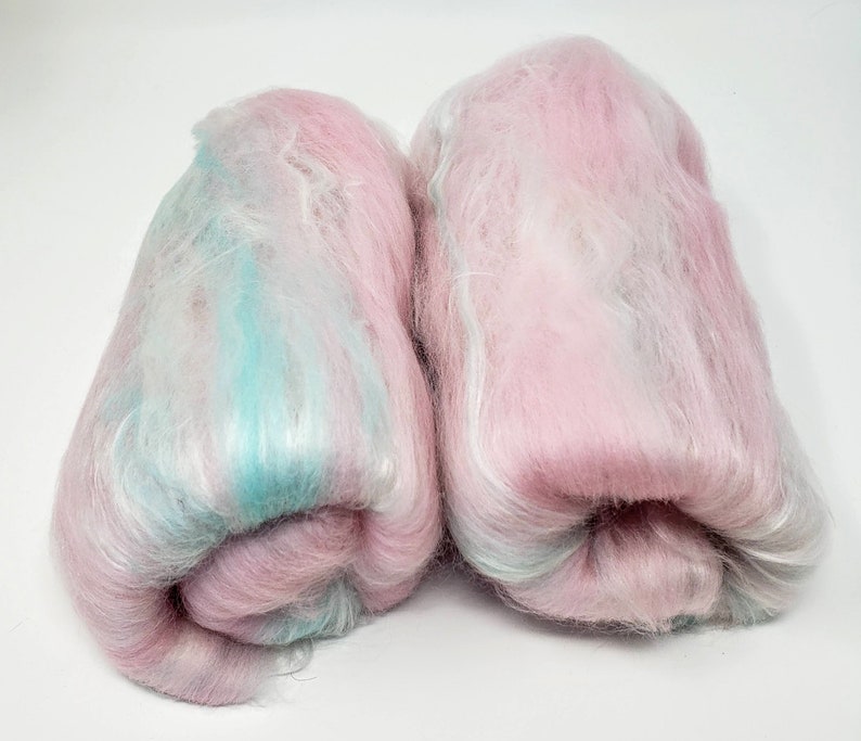 Two Cotton Candy Art Batt, 2.2 oz of hand carded fiber. image 1