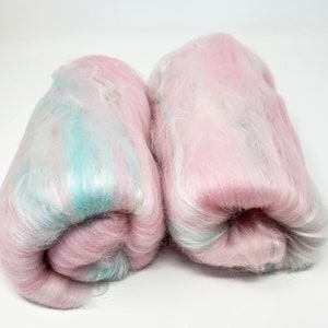 Two Cotton Candy Art Batt, 2.2 oz of hand carded fiber. image 6