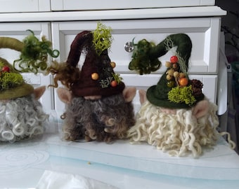 Custom made Needle felted gnomes, Spring, Summer, Fall, Winter and Holiday  fantasy wool sculptures
