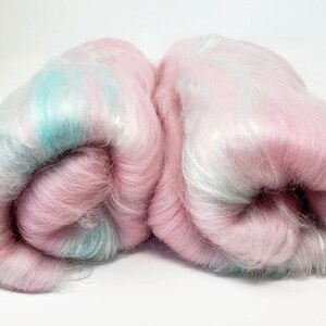 Two Cotton Candy Art Batt, 2.2 oz of hand carded fiber. image 2