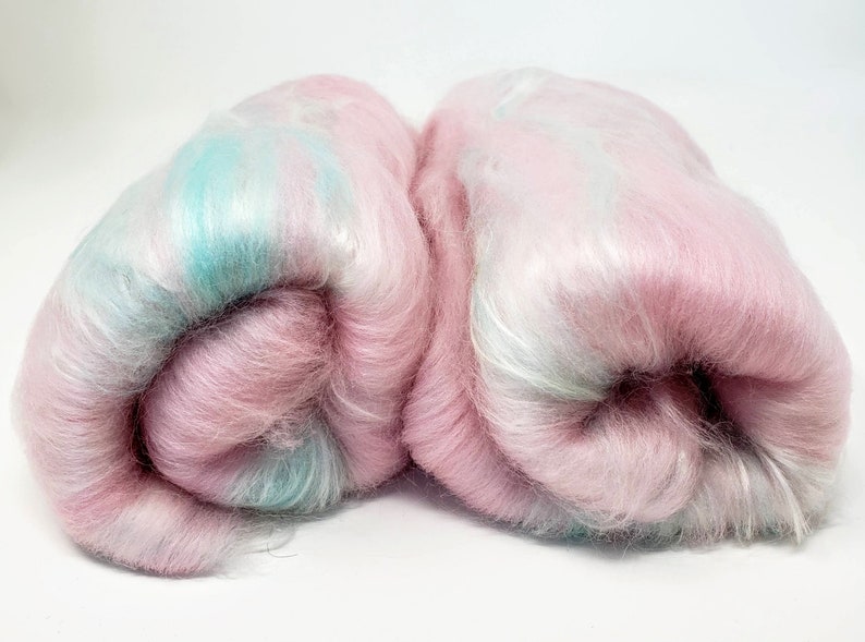 Two Cotton Candy Art Batt, 2.2 oz of hand carded fiber. image 2